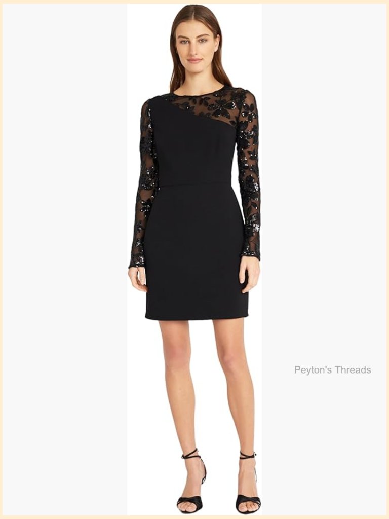 One Shoulder Illusion Floral Sequin Sheath Dress